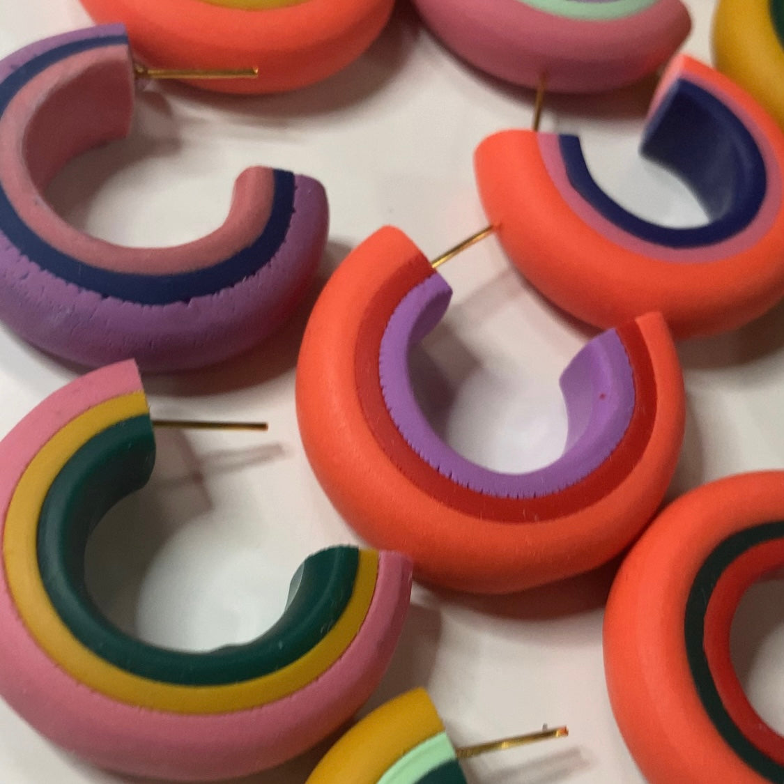 Mismatch Colorblock Collection – Handcrafted Polymer Clay Earrings in Matching Colorways and Trending Colors