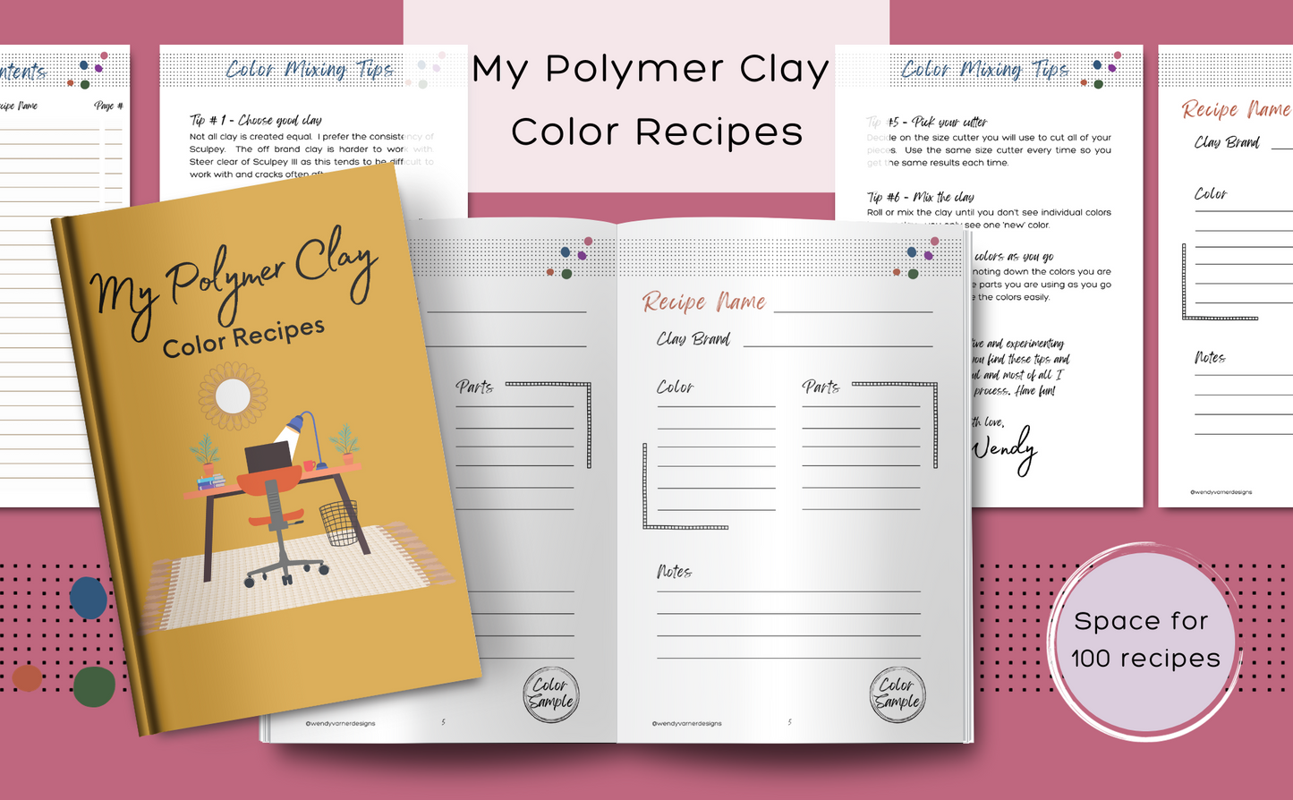 Cuaderno de recetas de colores de arcilla polimérica 