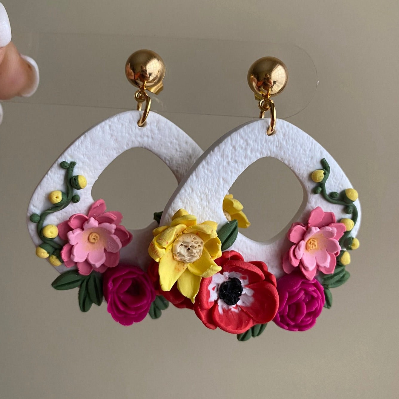 Custom Bridal Bouquet Earrings | Floral Clay Keepsakes | Wedding Day Memories | Wendy Varner Designs