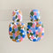 Random pattern artsy abstract pink / mustard yellow / blue / green polymer clay dangle earrings
