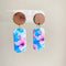 Summertime blue / pink / turquoise blue tropical floral polymer clay dangle earrings