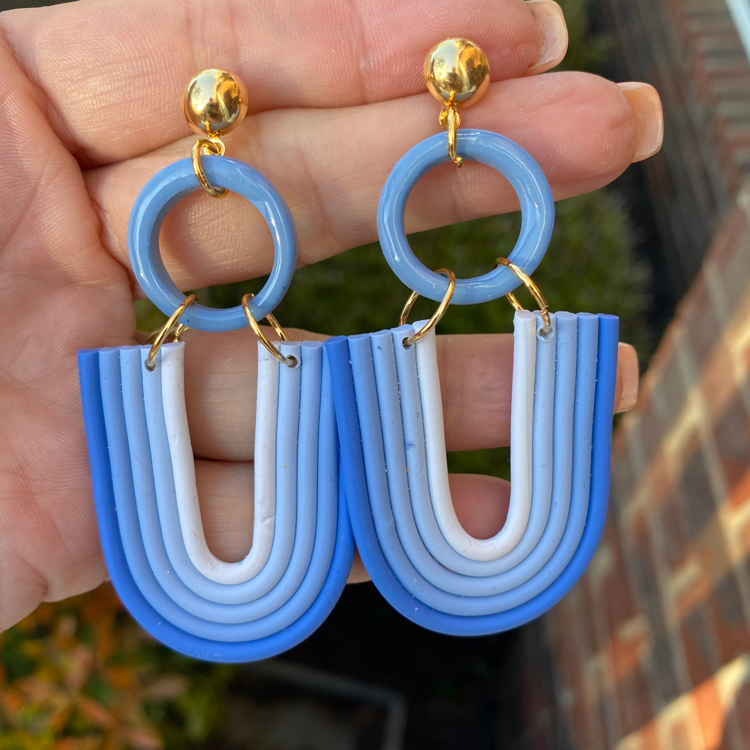 Blue hot sale plastic earrings