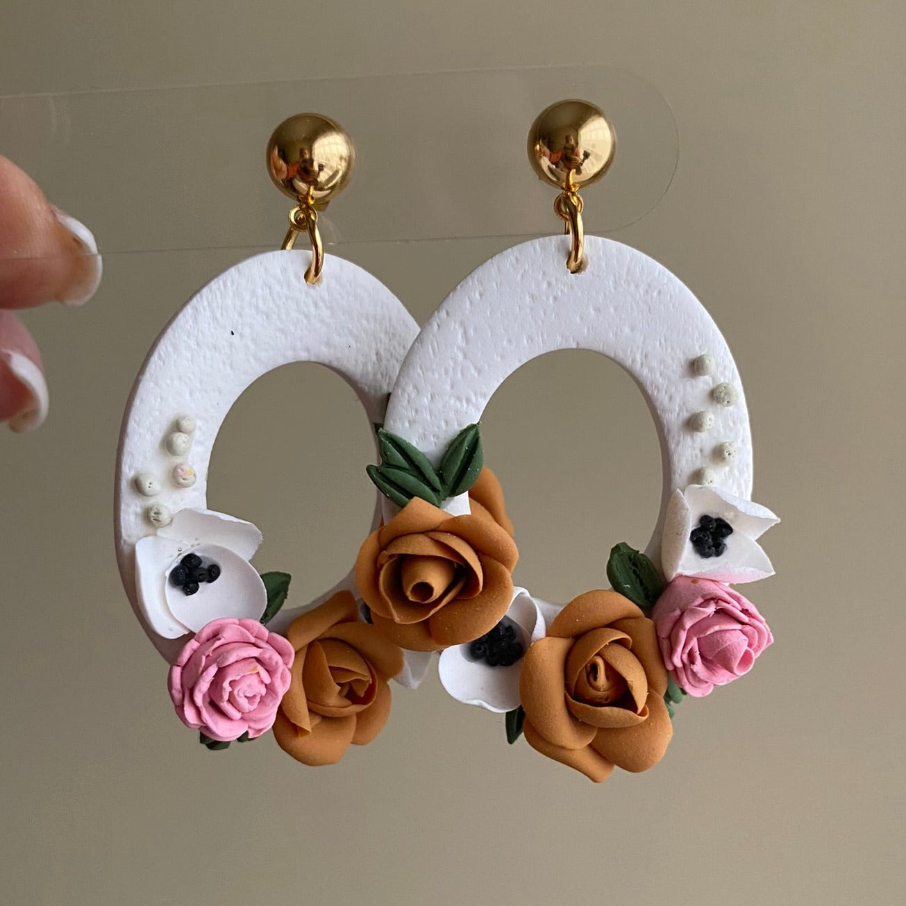 Custom Bridal Bouquet Earrings | Floral Clay Keepsakes | Wedding Day Memories | Wendy Varner Designs