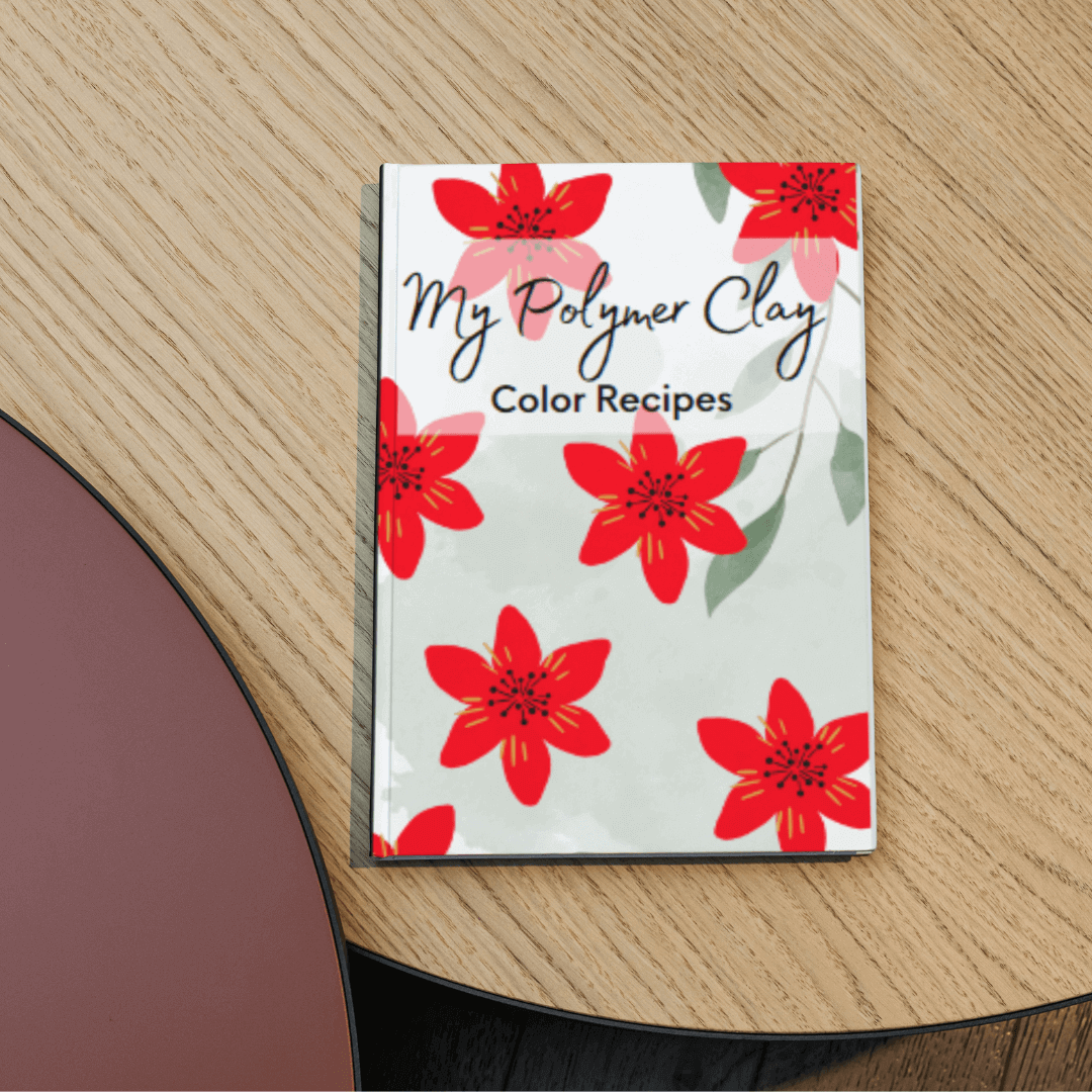 Polymer Clay Color Recipe Book Red Floral and Leaf Cover Design