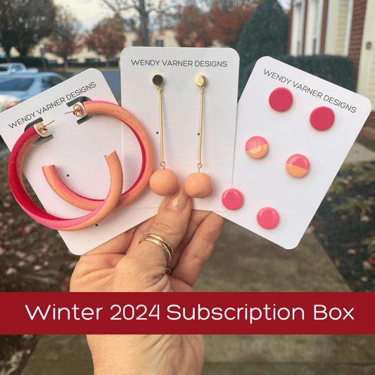 Winter 2024 Seasons Change Polymer Clay Earring Subscription Box by Wendy Varner Designs