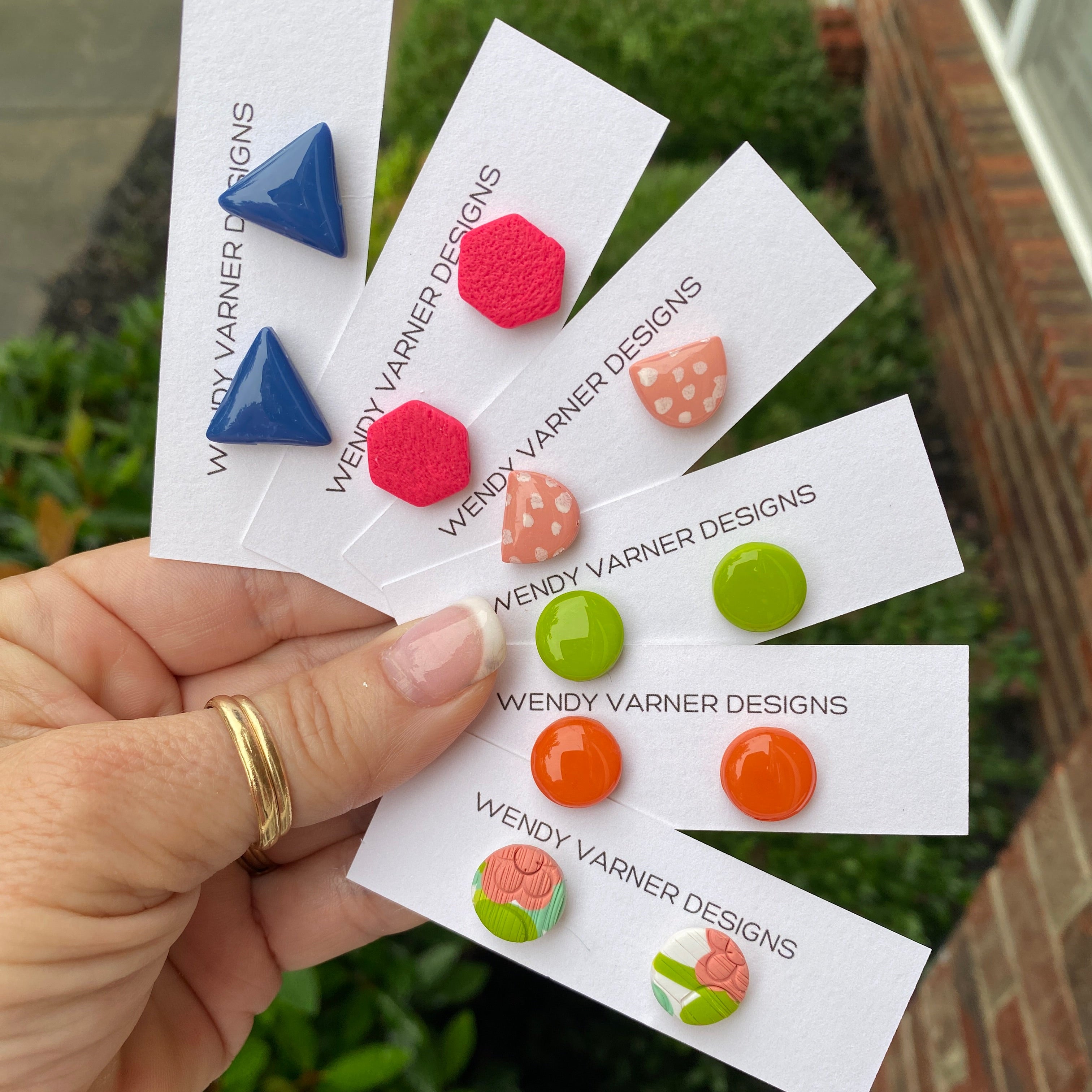 A variety of stud earrings by Wendy Varner Designs