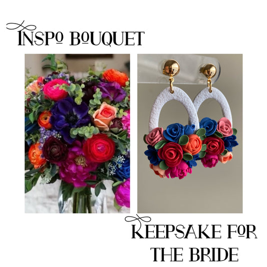 Custom Bridal Bouquet Earrings | Floral Clay Keepsakes | Wedding Day Memories | Wendy Varner Designs