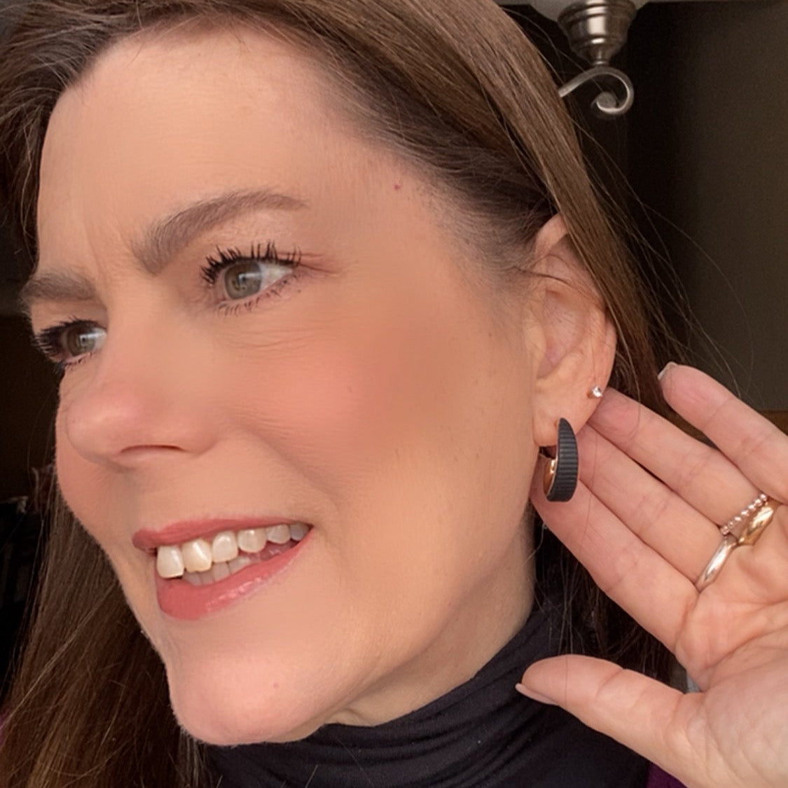 | Modern black and gold handmade hoop earrings stylish everyday accessory