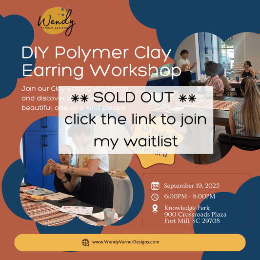 Attendees creating handmade polymer clay earrings during a DIY workshop at Knowledge Perk in Ft Mill South Carolina