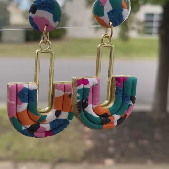 Wendy Varner Designs earrings displayed on branded card – colorful and handmade in Charlotte