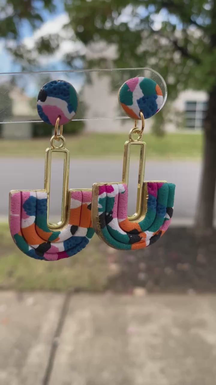 Wendy Varner Designs earrings displayed on branded card – colorful and handmade in Charlotte