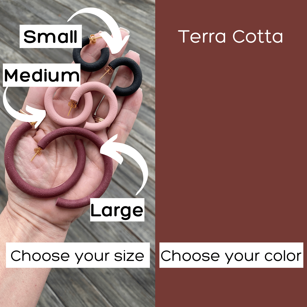 textured terracotta round textured hoop earrings
